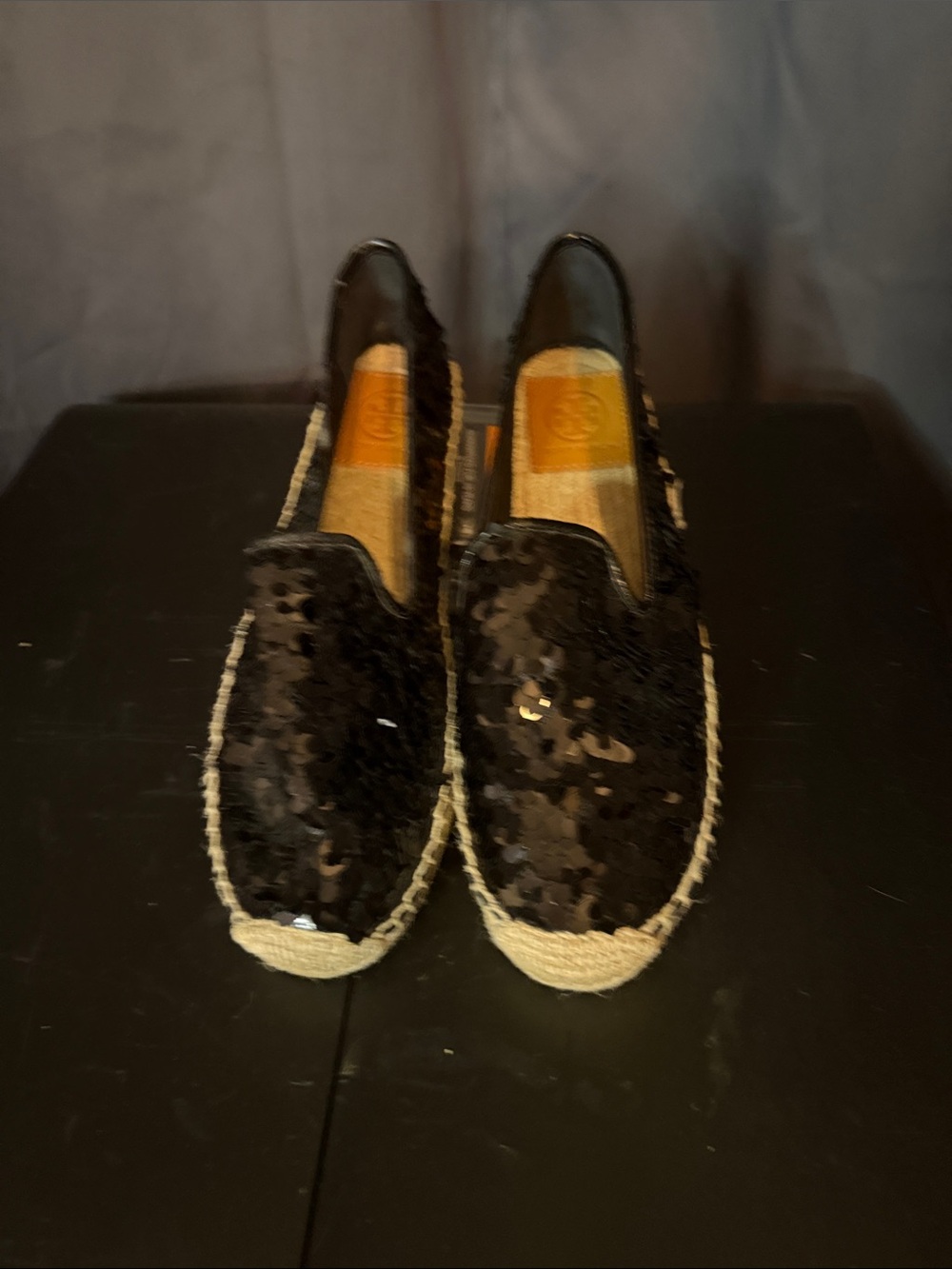 Tory Burch Black Sequin Espadrille Slip-Ons - Picture 3 of 6